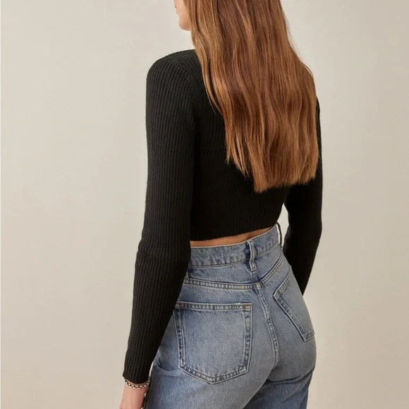 NEW Reformation Narciso Novelty Cashmere Sweater - Picture 3 of 7